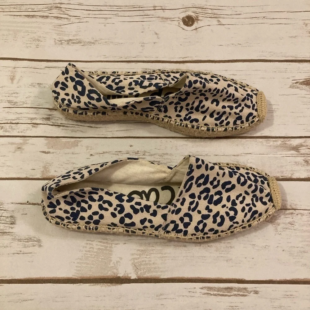 Sam Edelman Canvas Verona Leopard Print Fabric Espadrille Size 8